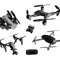 Smart Drone Models With Remote Controller And Various Design Angles