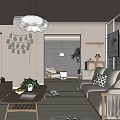 Nordic Style Single Apartment Japanese Style Single Apartment Nordic Style Living Room Nordic Style Sofa Coffee Table Japanese Style Sofa Coffee Table 3d model