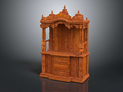 Traditional Wooden Decorative Cabinet With Intricate Carved Details And Elaborate Design 3d model