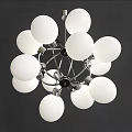 Modern Contemporary Chandelier With White Spherical Bulbs And Metal Frame Design