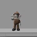 Cartoon Character Decorative Ornament Set With Brown Overalls White Gloves And Waving Hand