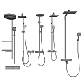 Modern Shower System Collection With Handheld Sprayer Rainfall Head And Metal Fixtures