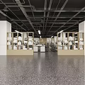 Modern Public Office Space With Open Layout Shelving Units And Work Desks