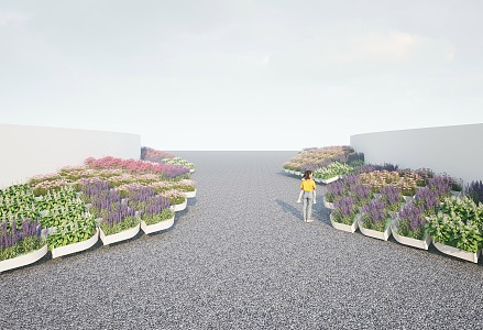 Modern Flower Box Flower Border Plant Art Device 3d model