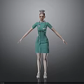 Woman In Green Nurse Uniform With Cap Stethoscope And Name Tag On Gray Background