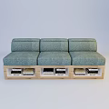 Modern Light Blue Three Seater Sofa With Wooden Frame And Storage Compartments 3d model