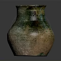 Ancient Clay Jar with Green Brown Glaze and Rustic Vintage Texture 3d model