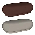 Modern Upholstered Sofa Stools in Brown and Light Gray Oval Design 3d model
