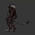 3D Fantasy Creature With Horns White Hair Spotted Skin Muscular Body Red Loincloth And Claws