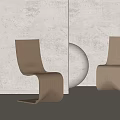 Light Wooden Leisure Chairs With Modern Curved Lines Against Light Walls And White Spherical Decor