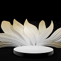 White And Gold Lotus Shaped Sculpture Photo Spot With Round Base And Black Starry Background