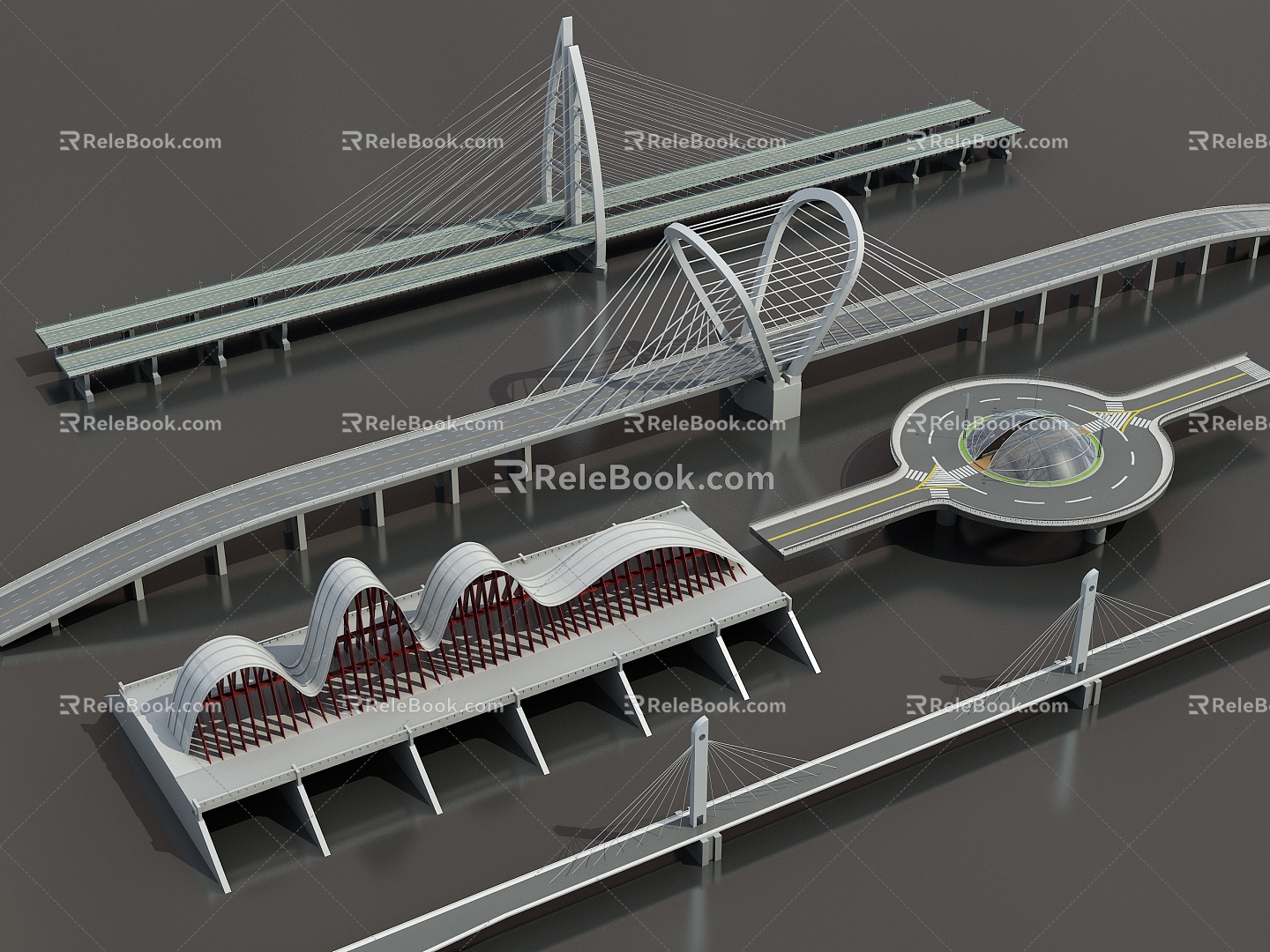 Bridge viaduct overpass bridge zipper bridge highway bridge sea crossing bridge 3d model