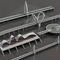 Bridge viaduct overpass bridge zipper bridge highway bridge sea crossing bridge 3d model