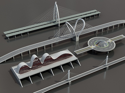 Bridge viaduct overpass bridge zipper bridge highway bridge sea crossing bridge 3d model