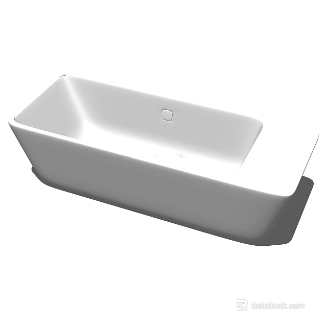Modern White Freestanding Bathtub With Rectangular Shape And Smooth Surface 3d model 