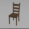 Simple Solid Wooden Chair With Slatted Back And Classic Design For Home Use