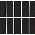 Multiple Black Chinese Style Hinged Doors With Golden Decorative Patterns For Interior 3d model