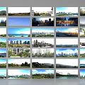 Collage of Diverse Scenic Landscapes Featuring City Skylines Natural Views and Architecture