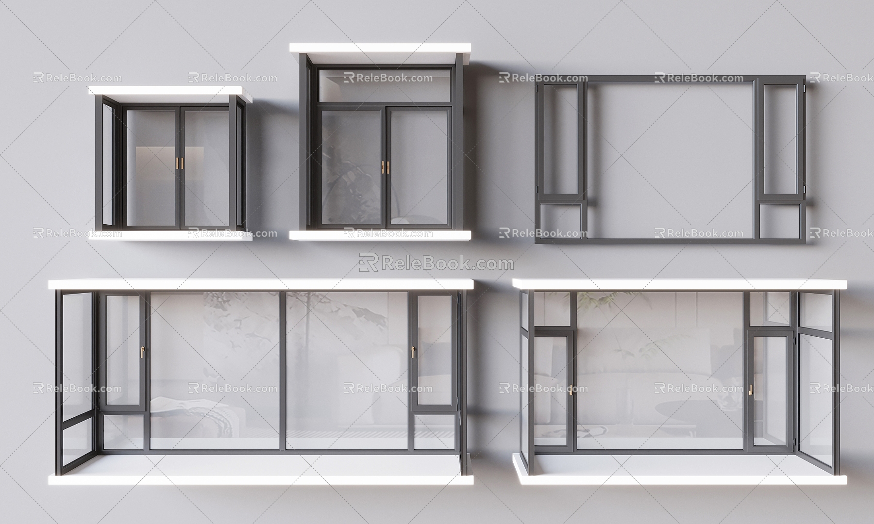 Modern casement window bay window broken bridge aluminum bay window balcony window 3d model