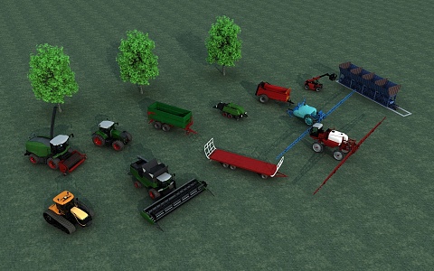 Modern farming car combination harvester pesticide truck tractor rake truck agricultural mechanization farm machine straw stack oil bucket off-road motorcycle 3d model