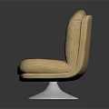 Elegant Gold Leather Single Seater Sofa with Button Tufted Backrest and Clear Round Base 3d model