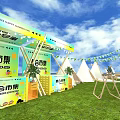 Outdoor Commercial Equipment Setup For Summer Evening Breeze Market With Metal Arch Tables And Chairs