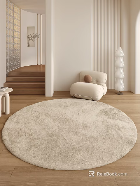 Modern Entryway Interior With Wooden Stairs Beige Rug And Decorative Lamp 3d model 
