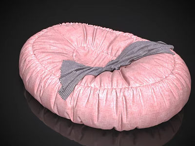 Pink Bean Bag Chair With Soft Fabric And Striped Cushion For Cozy Living Room 3d model