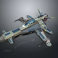 Sci Fi Spacecraft Model With Multiple Wings And Mechanical Weaponry Details 3d model