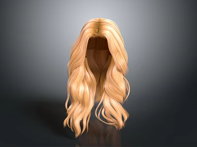 Game And Movie Character Blonde Long Curly Hair Realistic Wig Hairstyle Design 3d model