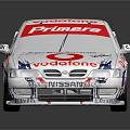 Vodafone Primavera White Racing Car With Red Logos And Rear Wing