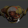 Elephant Warrior Game Movie Character Wearing Golden Armor Red Hat With Sword At Waist
