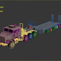 Beige Military Heavy Duty Tow Truck With Flatbed Trailer And Multiple Wheels