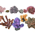 Coral Shaped Decorative Ornament Set with Various Colors and Unique Designs for Home Decoration
