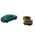 Yellow And Green Sports Cars With Spoiler And Sleek Aerodynamic Design