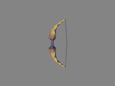 Traditional Decorative Bow Weapon With Yellow Body And Colorful Pattern Designs 3d model