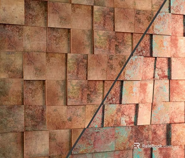 Textured Wall With Square Tiles In Rusty Earthy Tones 3d model 
