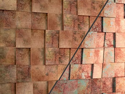 Textured Wall With Square Tiles In Rusty Earthy Tones 3d model