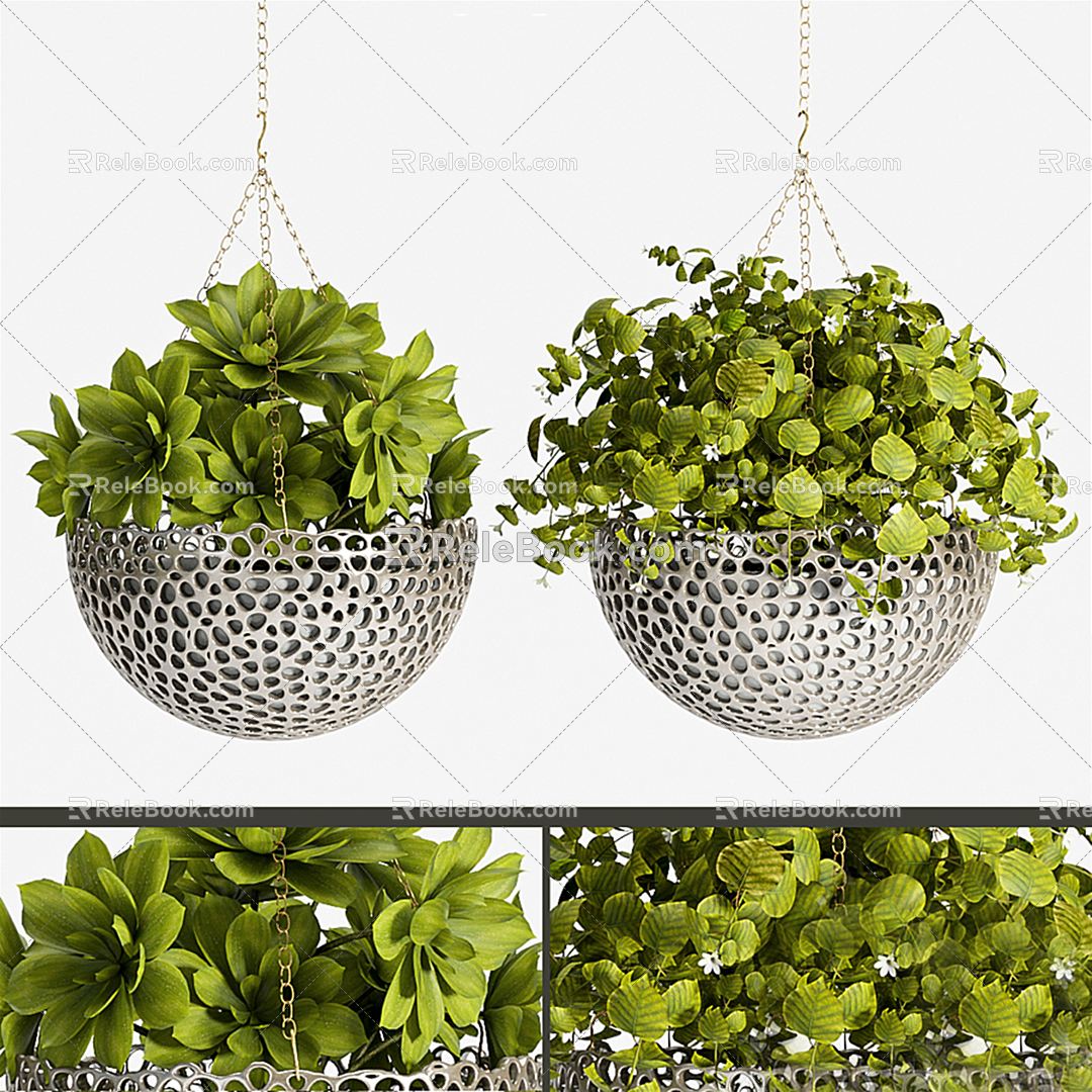 Modern hanging basket hanging tree 3d model