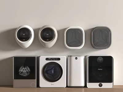 Modern Washing Machines With Sleek Design In White And Gray Colors For Home Use 3d model