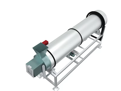 Stainless Steel Industrial Drum Machine With Motor And Support Frame For Material Processing 3d model
