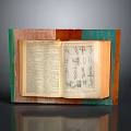 Open Book With Text And Illustrations In Colorful Wooden Frame