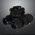 Tactical Weapon Binoculars With Scope Attachment Black Metal Material Blue Lenses Mounting Bracket 3d model