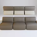 Modern Three Seater Leather Sofa With Brown And Beige Layered Backrest Design 3d model
