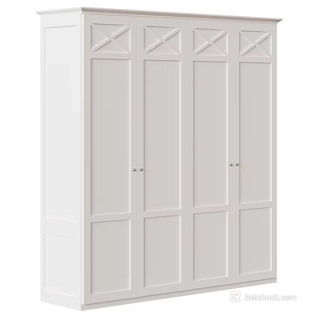 White Modern Storage Cabinet With Multiple Doors Clean Lines And Sleek Home Storage Solution 3d model
