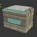 Textured Metallic Box With Turquoise Accents On Top And Side Panels