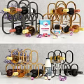 Modern Metal Wine Rack Design With Wine Bottles Glasses And Decorative Accents