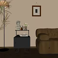 Modern Bedside Table Simple Side Table Corner Table Ornaments Combination Hanging Painting 3d model