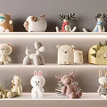 Adorable Plush Animal Toys Displayed On Shelves With Various Designs