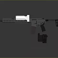 Modern Tactical Rifle With White Optic Sight Black Body And Detachable Magazine